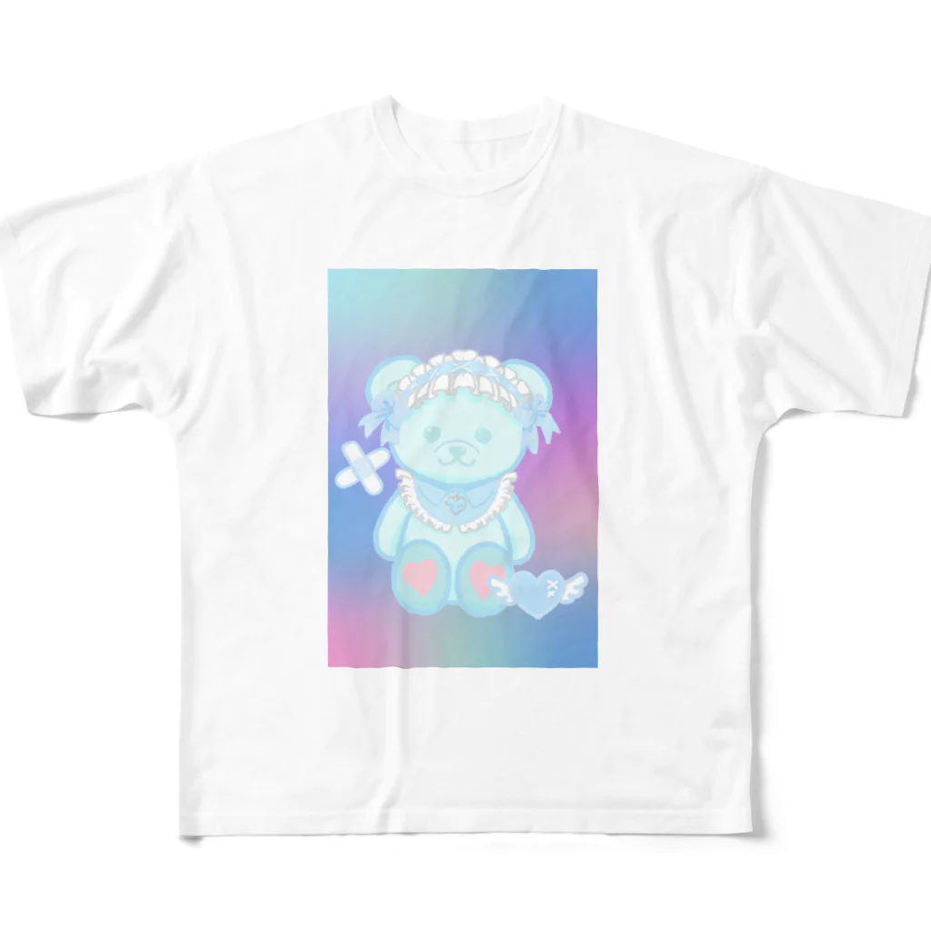 hiyori-art-のサブカルくまちゃん フルグラフィックTシャツ