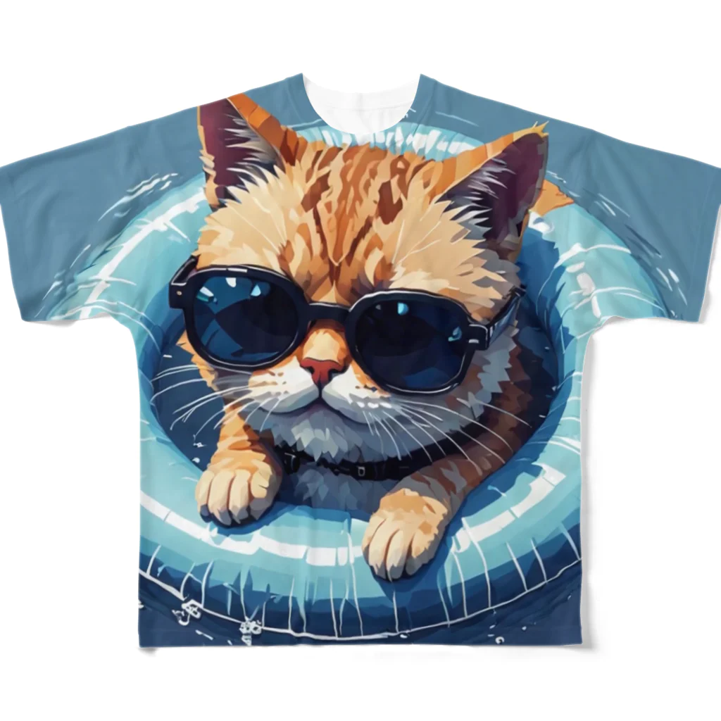 メロンパン猫のサマーキャット All-Over Print T-Shirt