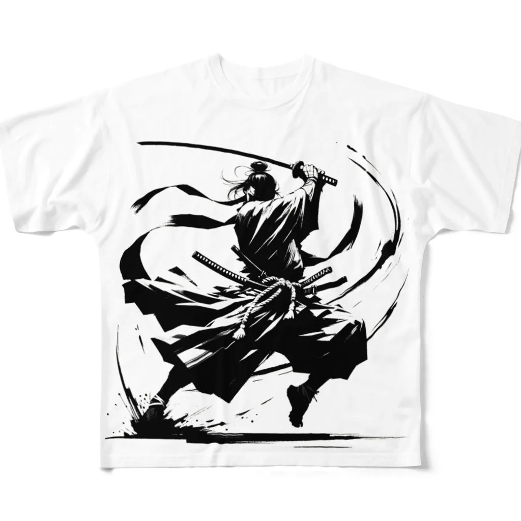 Sunlit HorizonのA lonely SAMURAI All-Over Print T-Shirt