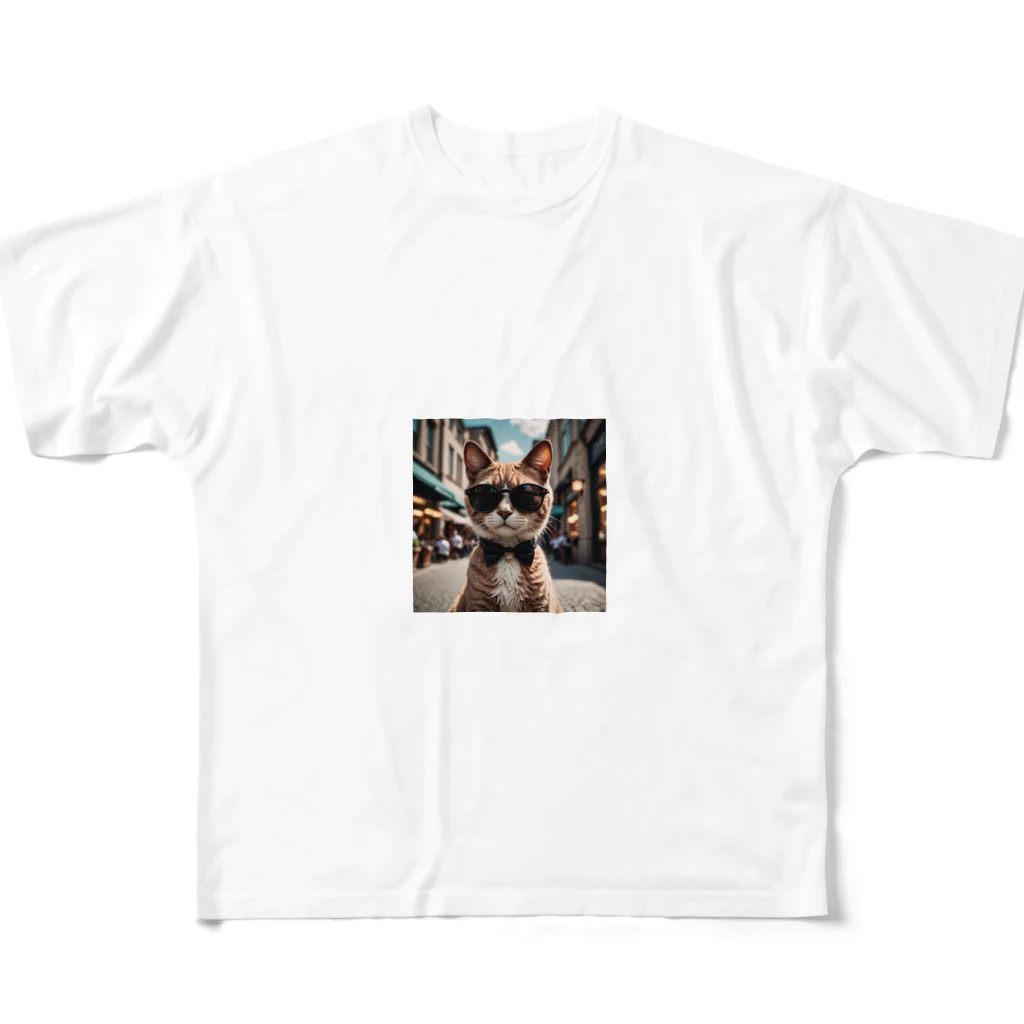 oz-chanのサングラスを掛けているモデルマンチカン猫 フルグラフィックTシャツ