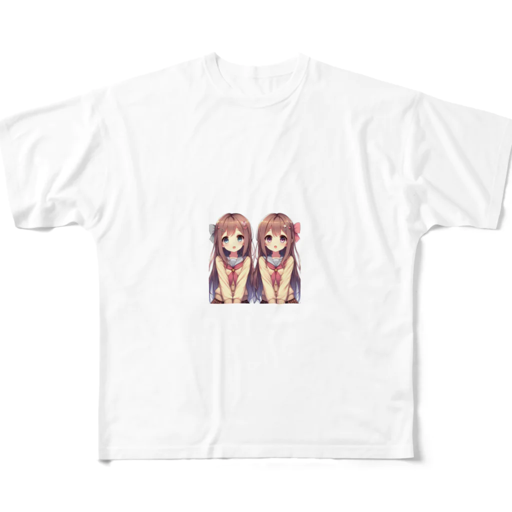 seigi2oo2の愛らしい可愛い双子の姉妹 フルグラフィックTシャツ