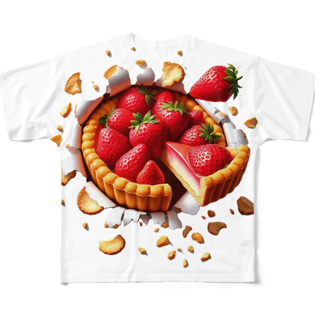 nekotama0224の飛び出すイチゴタルト All-Over Print T-Shirt