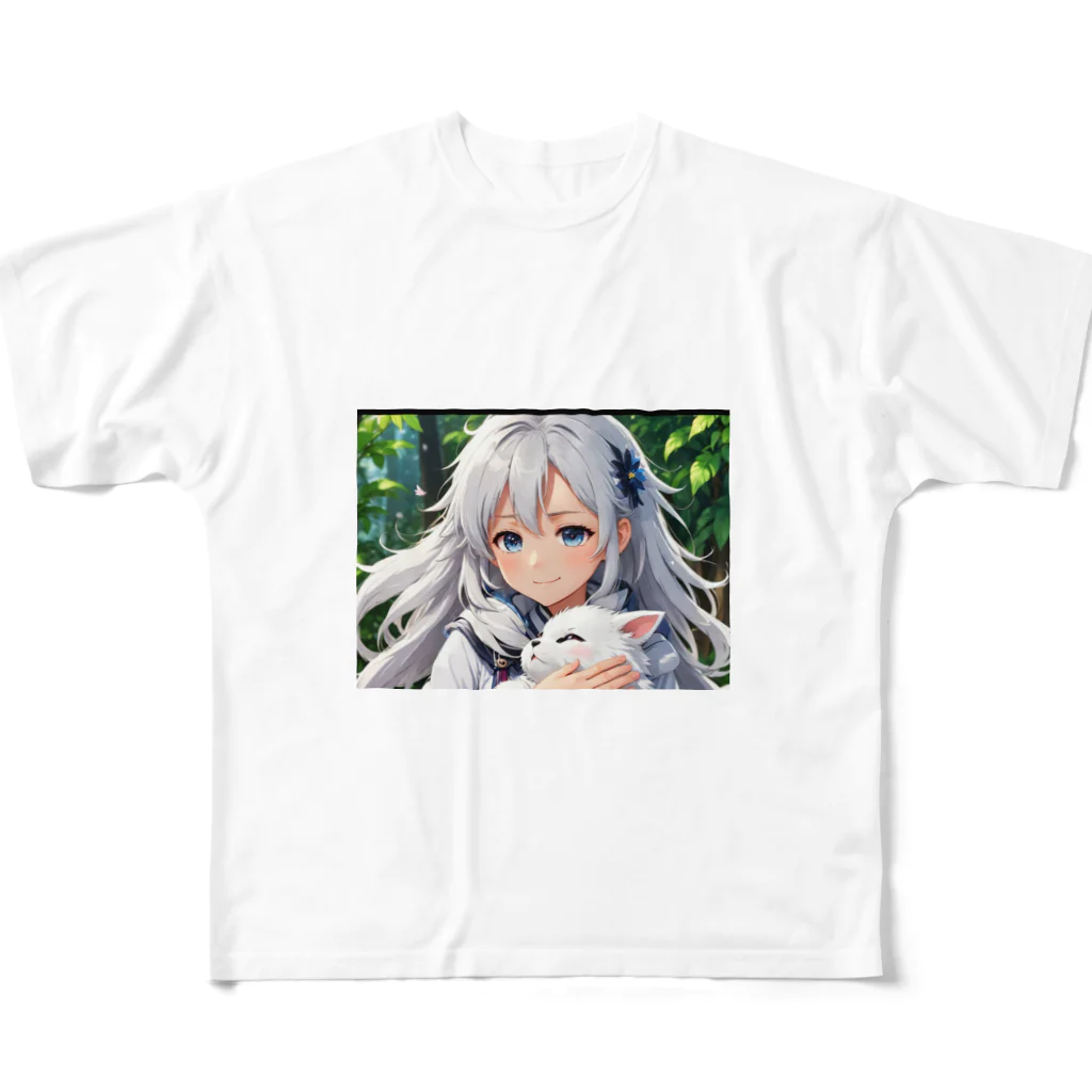 巫女スタぐらむのだっこされる神様 フルグラフィックTシャツ