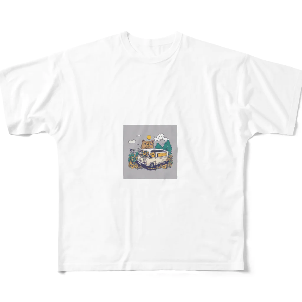 Harunashopの熊が車を運転中 All-Over Print T-Shirt