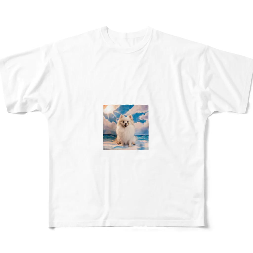 china-musumeの夏が大好き！白のポメラニアン。名前はアイス All-Over Print T-Shirt