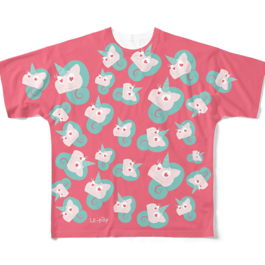 れて=レパプのユニコーン柄物(前面のみ) All-Over Print T-Shirt