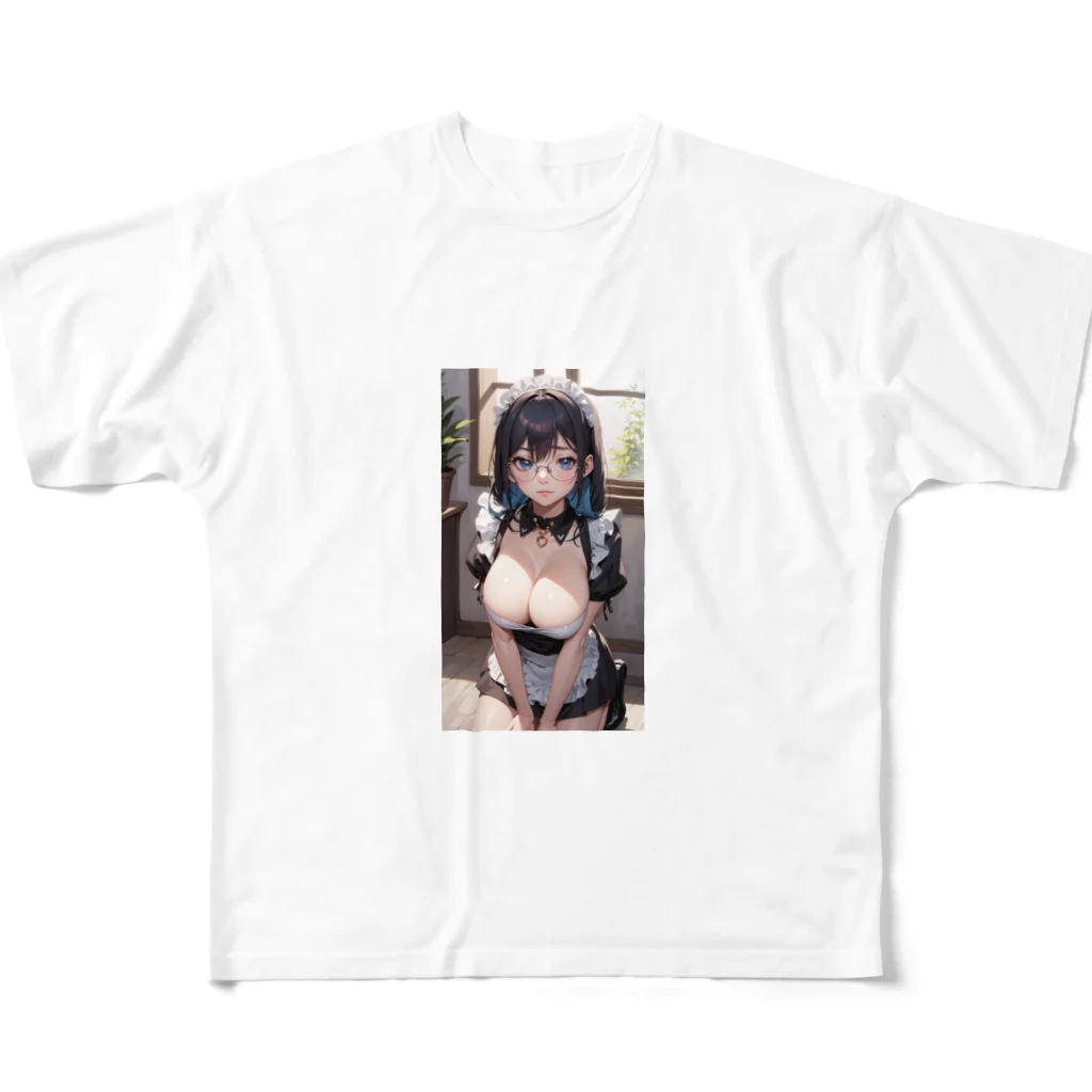 美少女学院の黒髪美少女　美鈴ちゃん　メイド All-Over Print T-Shirt