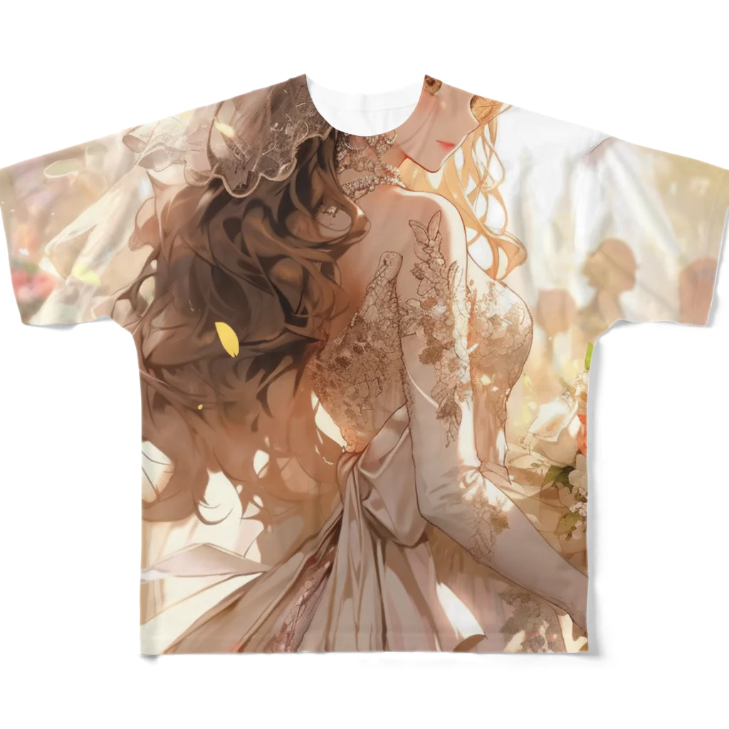 AQUAMETAVERSEのウエデｲングドレス憧れ　なでしこ1478 All-Over Print T-Shirt