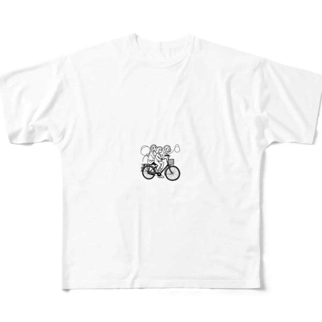 二宮大輔の自転車ロゴ　ガールズ フルグラフィックTシャツ