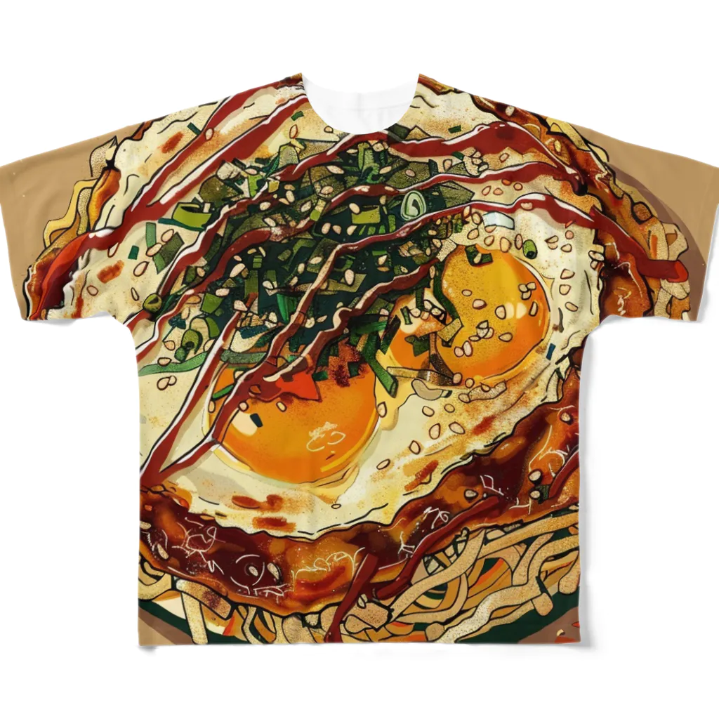 AQUAMETAVERSEの目玉焼きを乗せたお好みモダン焼き　kouchan 1616 All-Over Print T-Shirt