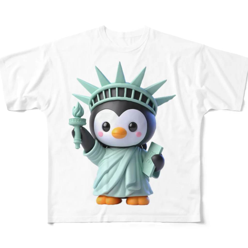 JUPITERの自由のペンギン像 フルグラフィックTシャツ