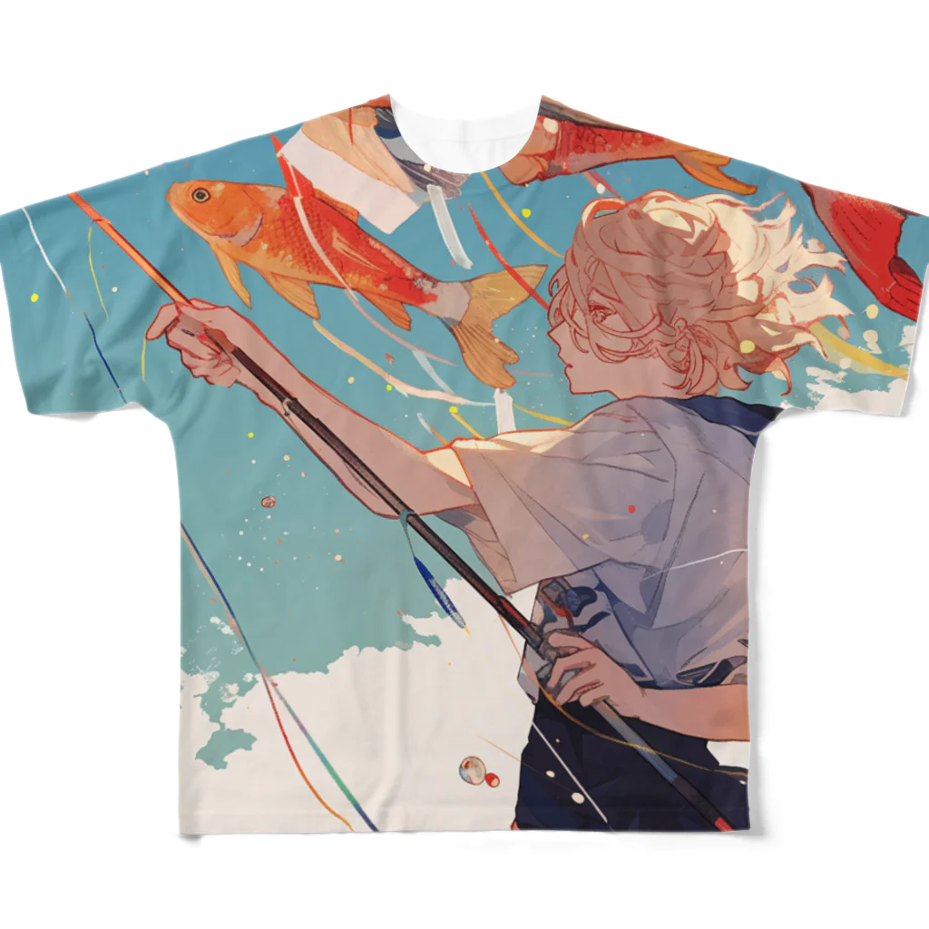 AQUAMETAVERSEの鯉のぼりを操る男の子　ラフルール　1859 All-Over Print T-Shirt