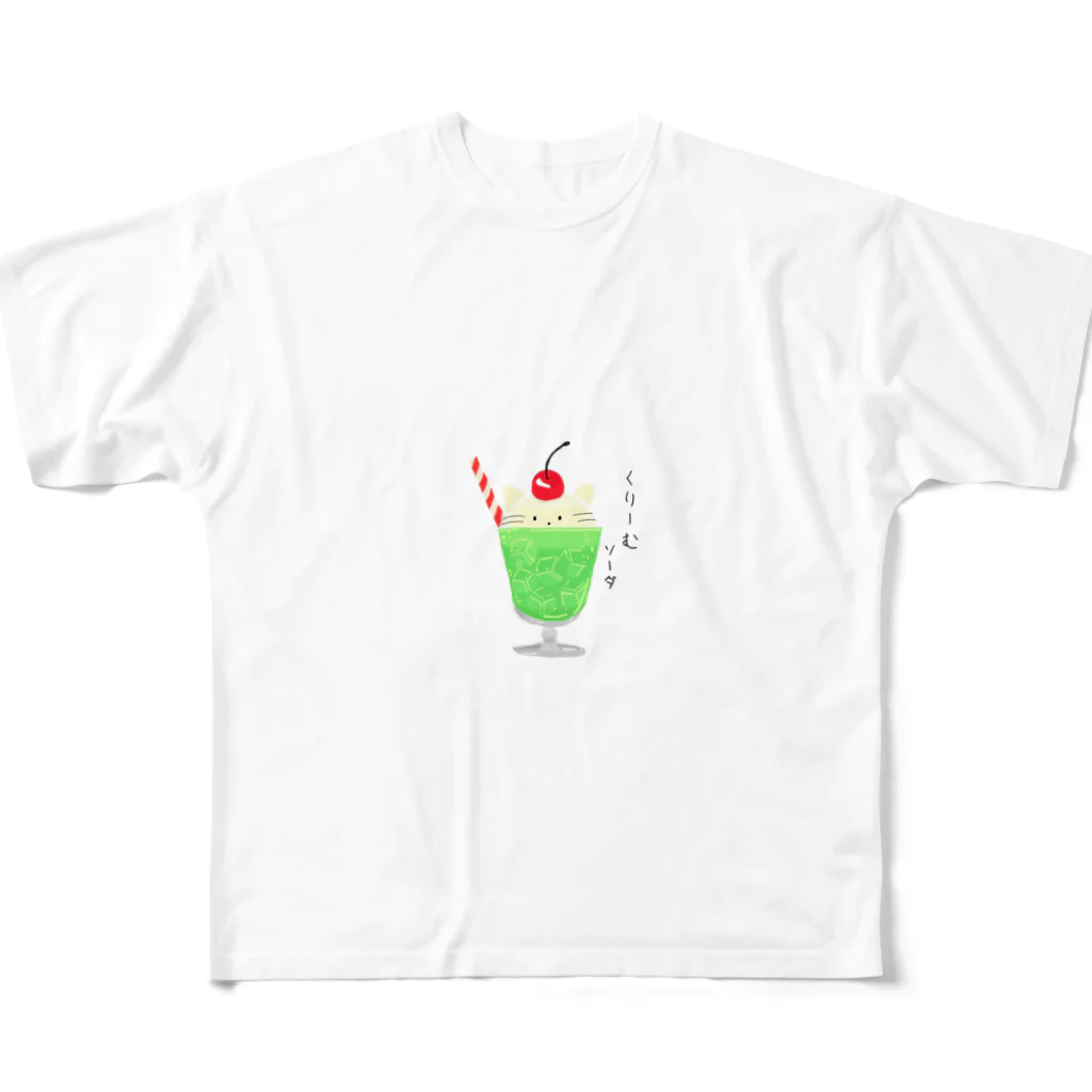 as-kumoのクリームソーダ❁⃘*.ﾟ猫入り All-Over Print T-Shirt