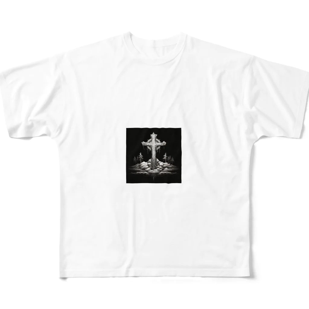 yielanggo007の暗闇の光十字架 フルグラフィックTシャツ