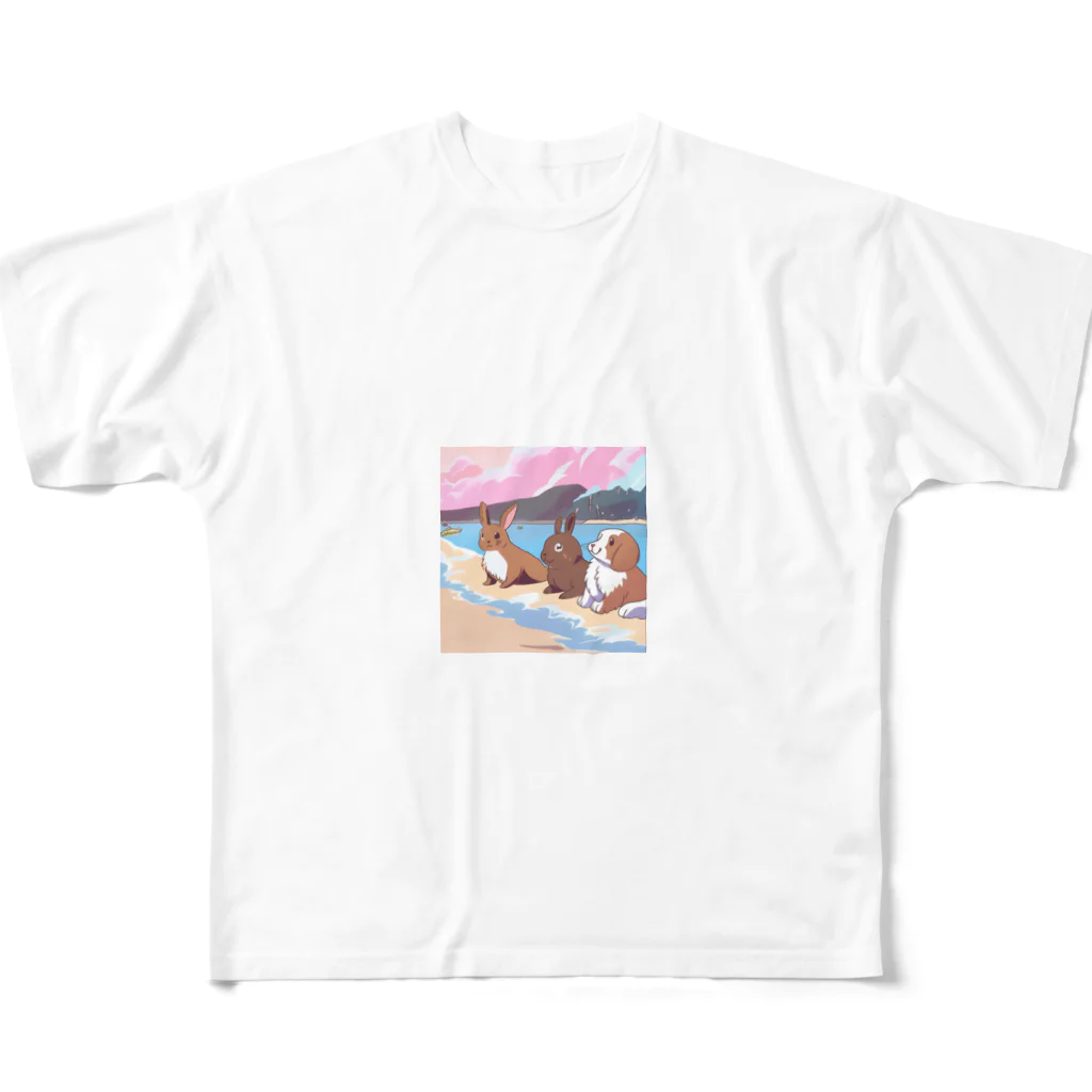 Chama's shopのビーチアニマル フルグラフィックTシャツ