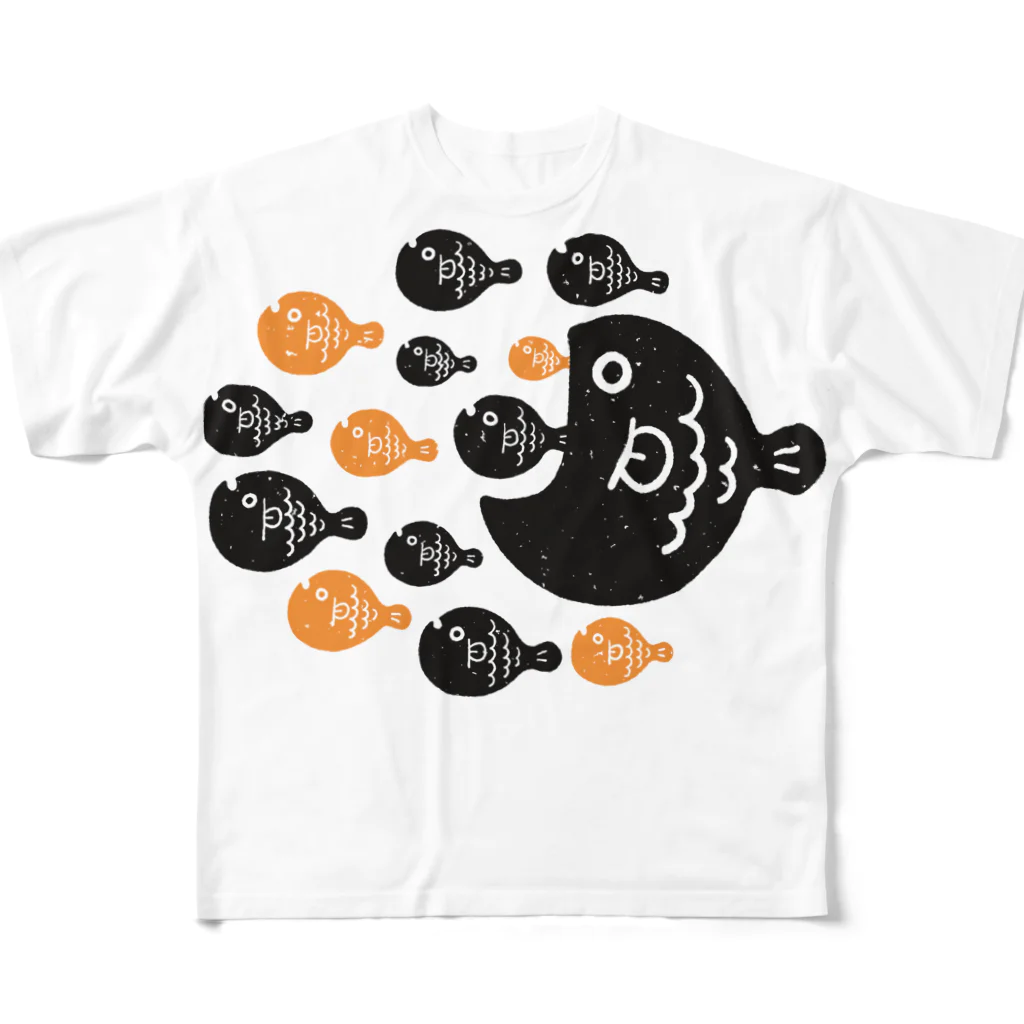 mincruのお魚さんは大家族 フルグラフィックTシャツ