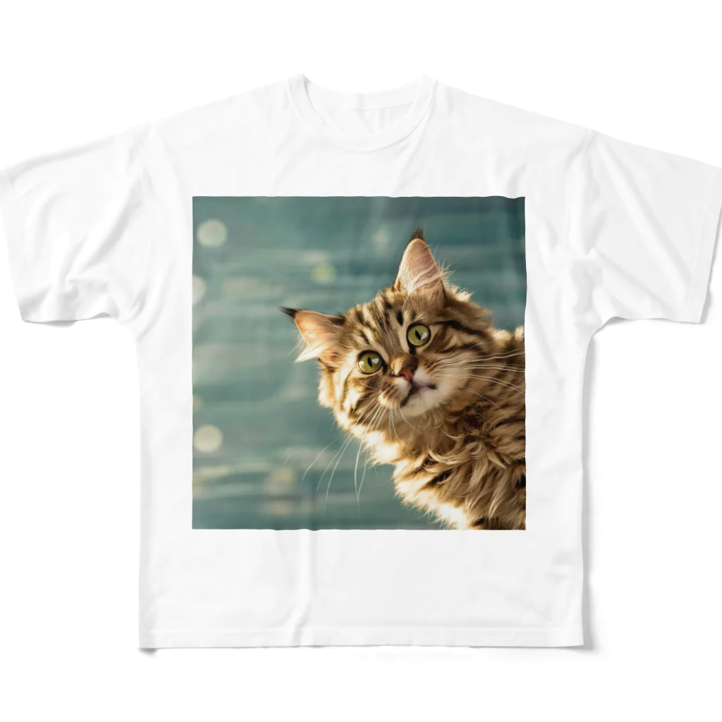 ronstr_のちらりキャット フルグラフィックTシャツ