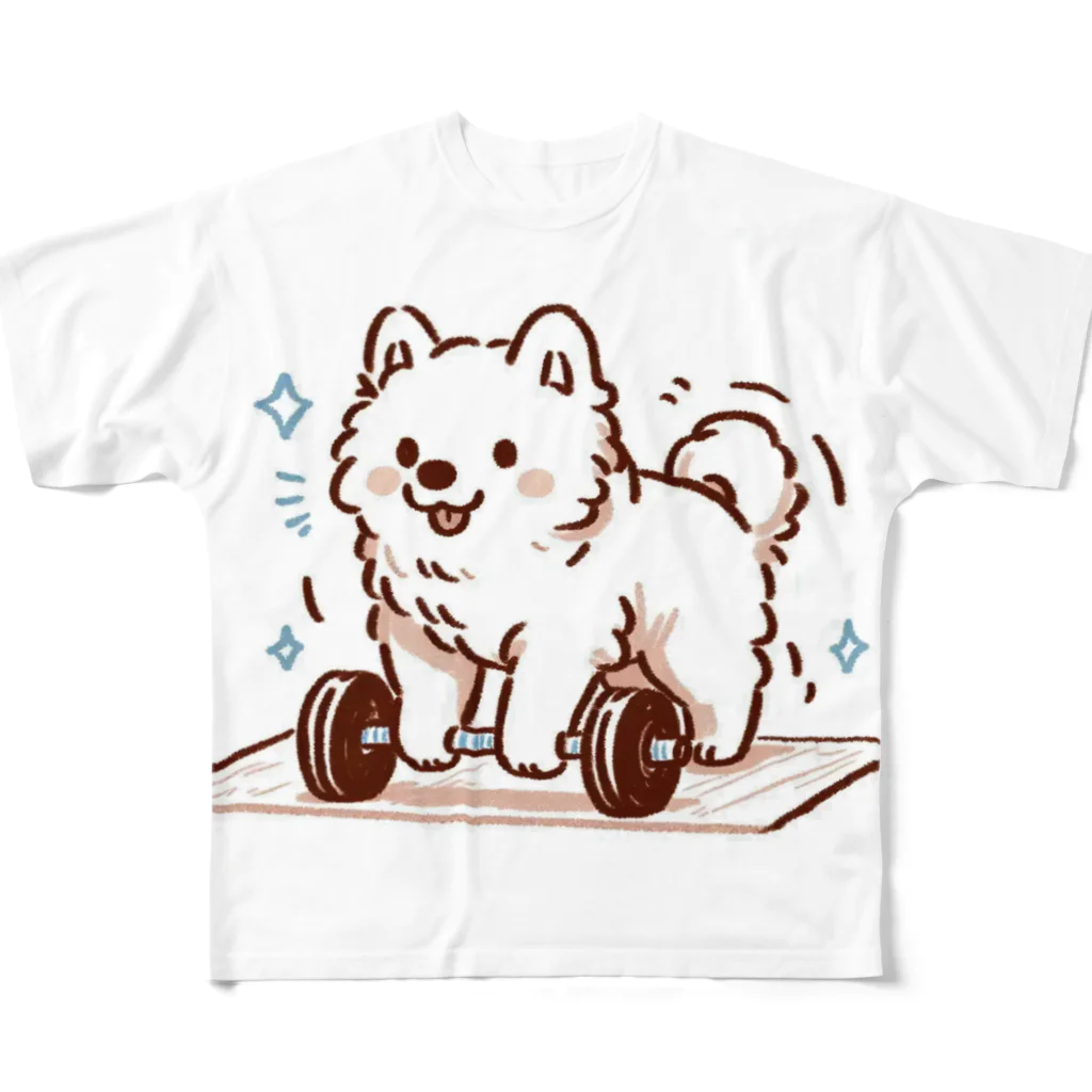 ke__to_isurugiの筋トレサモエド犬(女性向け) フルグラフィックTシャツ