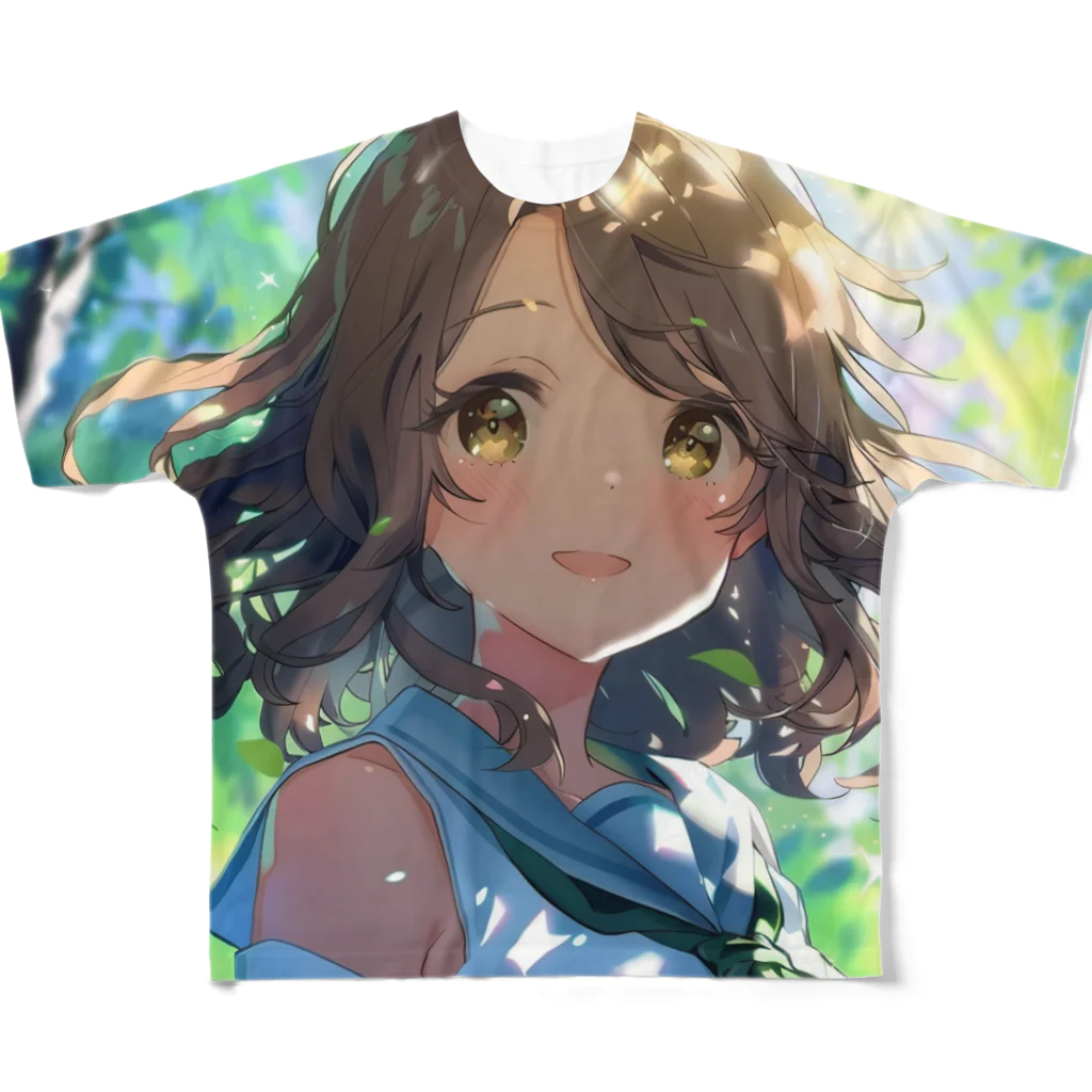 AQUAMETAVERSEのセーラー服の可愛い女の子　Tomoe bb 2712 フルグラフィックTシャツ