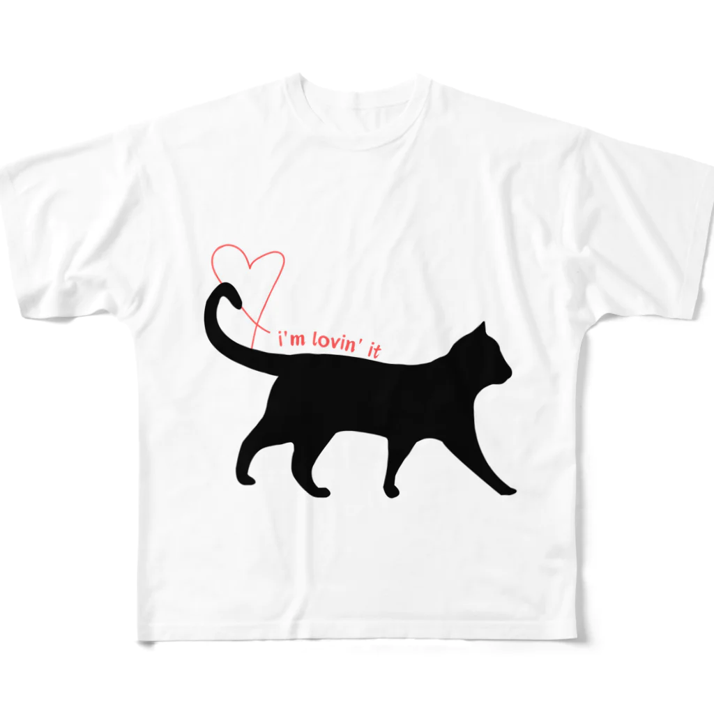 もへじへのへのの黒猫のの フルグラフィックTシャツ