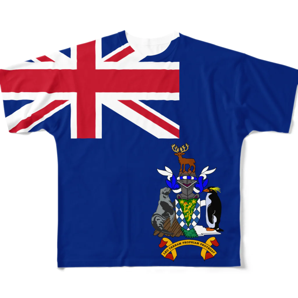 お絵かき屋さんのサウスジョージア・サウスサンドウィッチ諸島の旗 All-Over Print T-Shirt