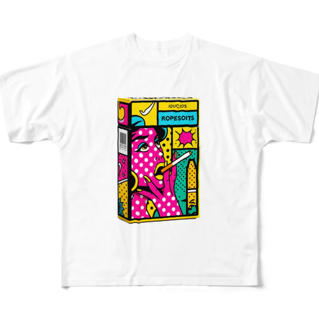 わっふるアートのネオ・シガレットボックス All-Over Print T-Shirt