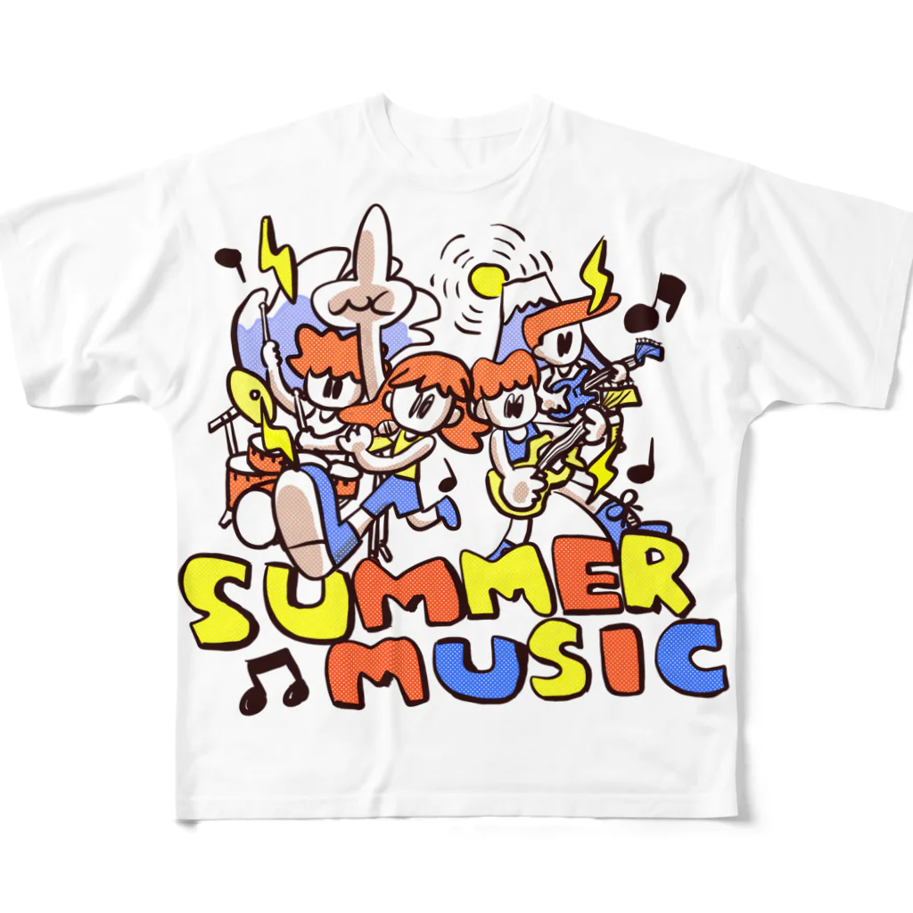 ポイショップのSUMMER MUSICーRED フルグラフィックTシャツ