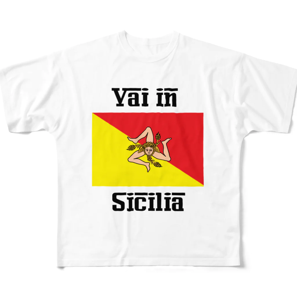 Tee Horizonの【旅行シリーズ】Val in Sicilia （シチリアへ行け） フルグラフィックTシャツ