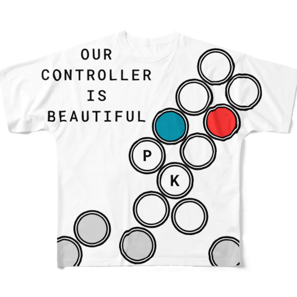 U5 FightingのTシャツ＆パーカーショップのOur Controller is Beautiful コントローラーは美しい フルグラフィックTシャツ