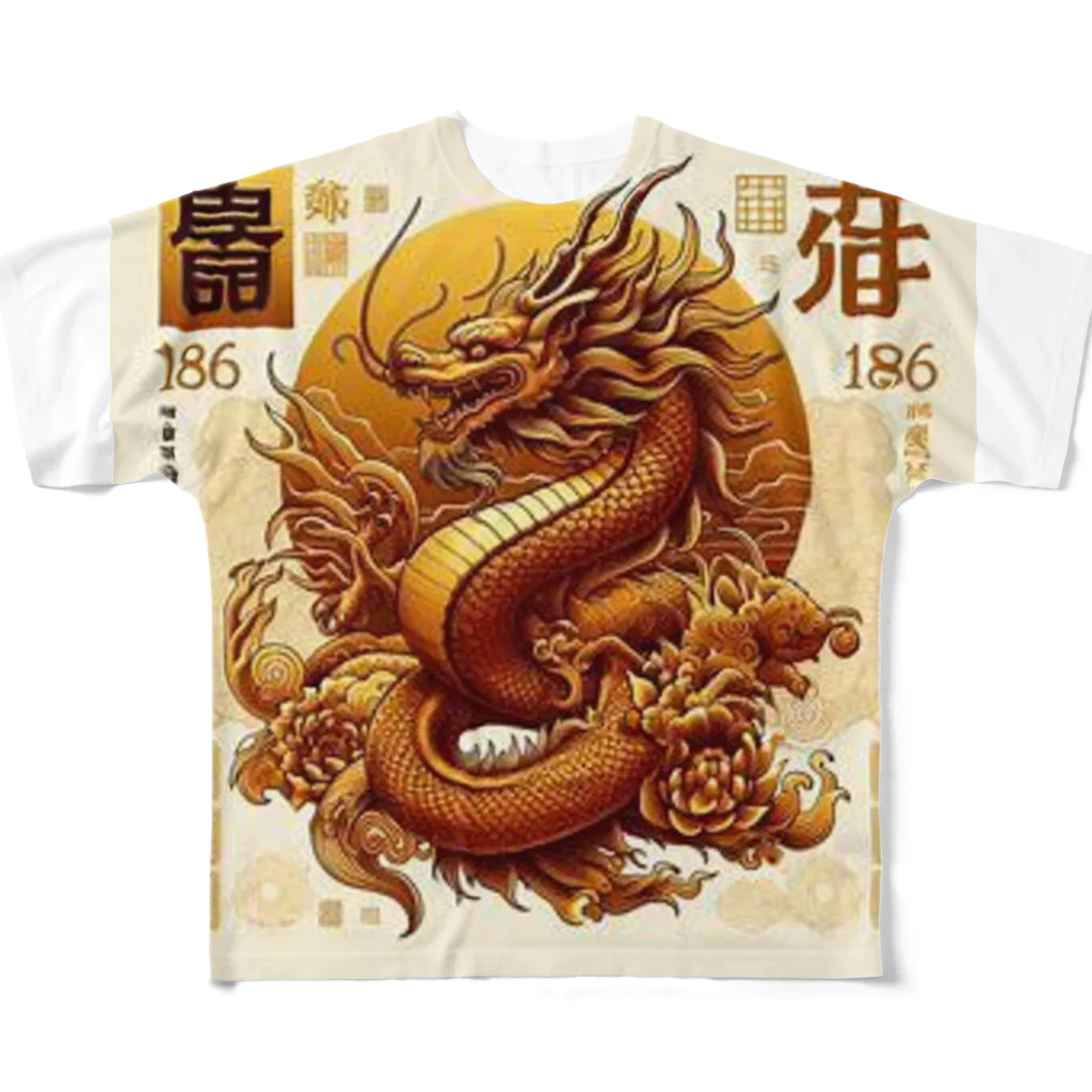 亀蘭タマムシの各国文字「平和」「幸福」 All-Over Print T-Shirt