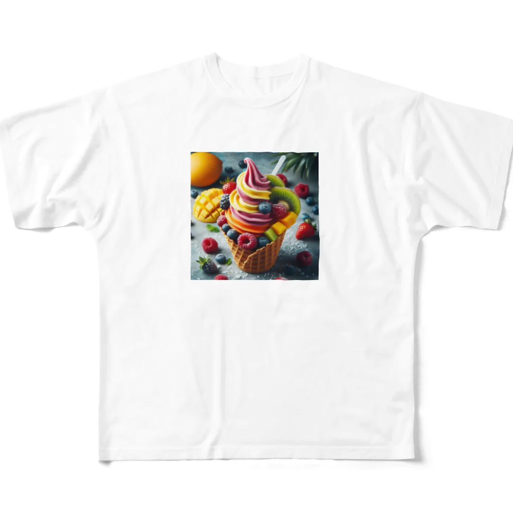 Love Fruits!! のフレッシュフルーツソフトクリーム フルグラフィックTシャツ