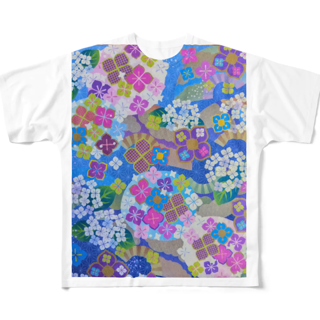 yurisacinの和柄（紫陽花) All-Over Print T-Shirt