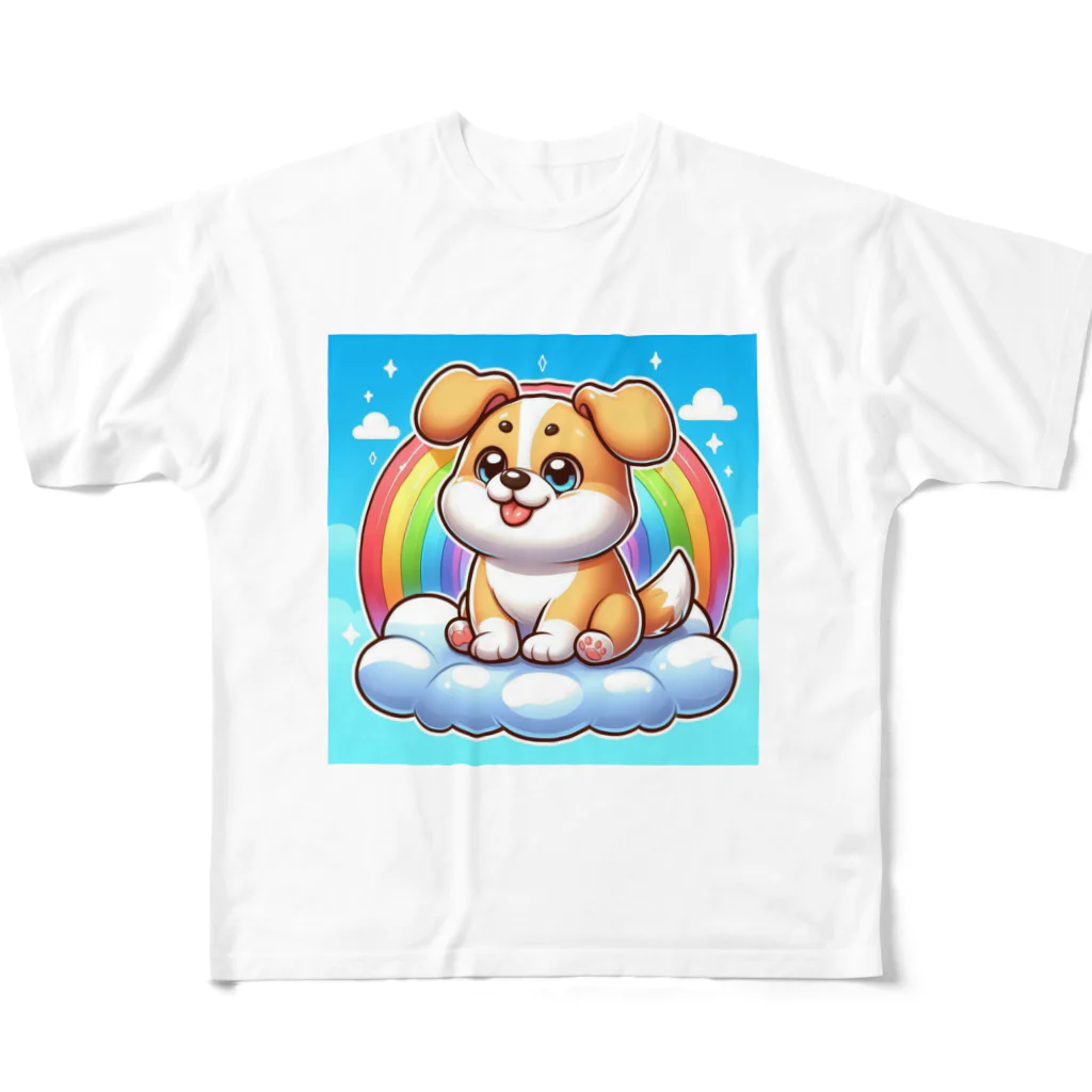 Minoyaの雲に乗った犬 フルグラフィックTシャツ