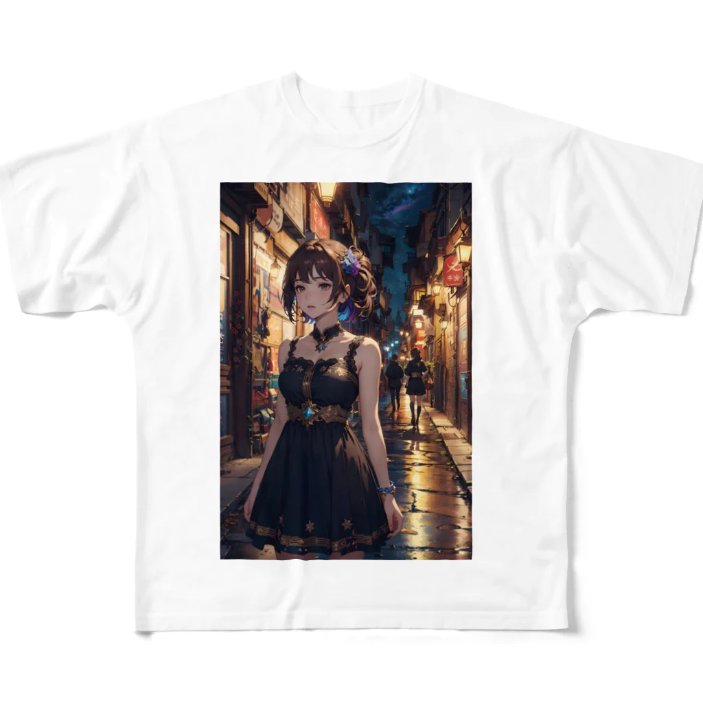 fantastic_AI-world【AIイラスト】の路地裏を徘徊する少女 フルグラフィックTシャツ