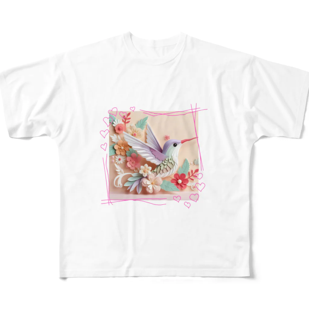 終わらない夢🌈のパステルカラーのハチドリ💞 All-Over Print T-Shirt