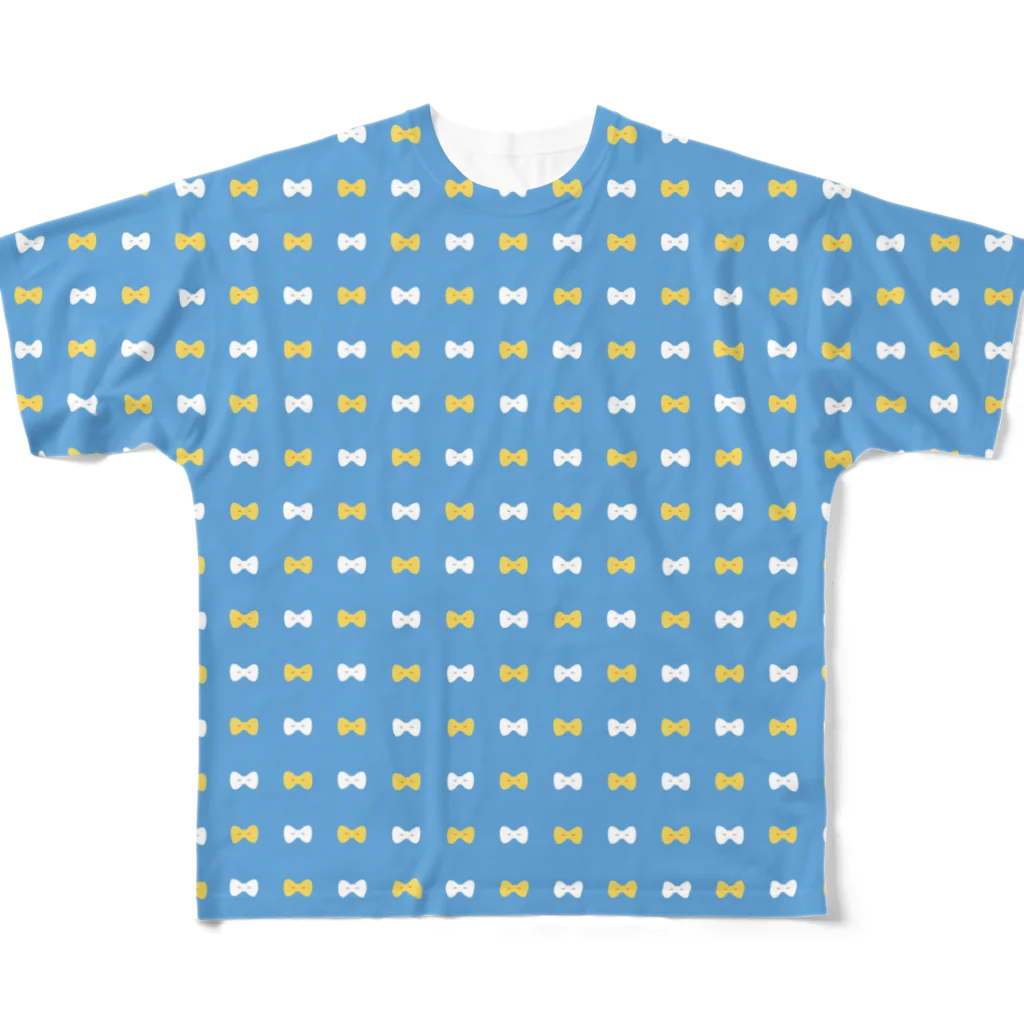 パグとミニブタの母のブルーリボン All-Over Print T-Shirt