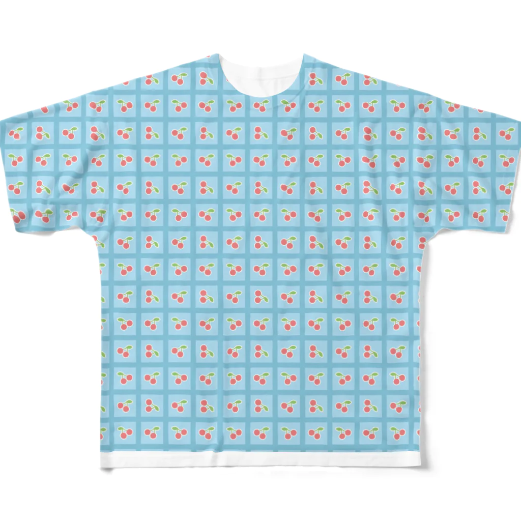 パグとミニブタの母のさくらんぼ All-Over Print T-Shirt