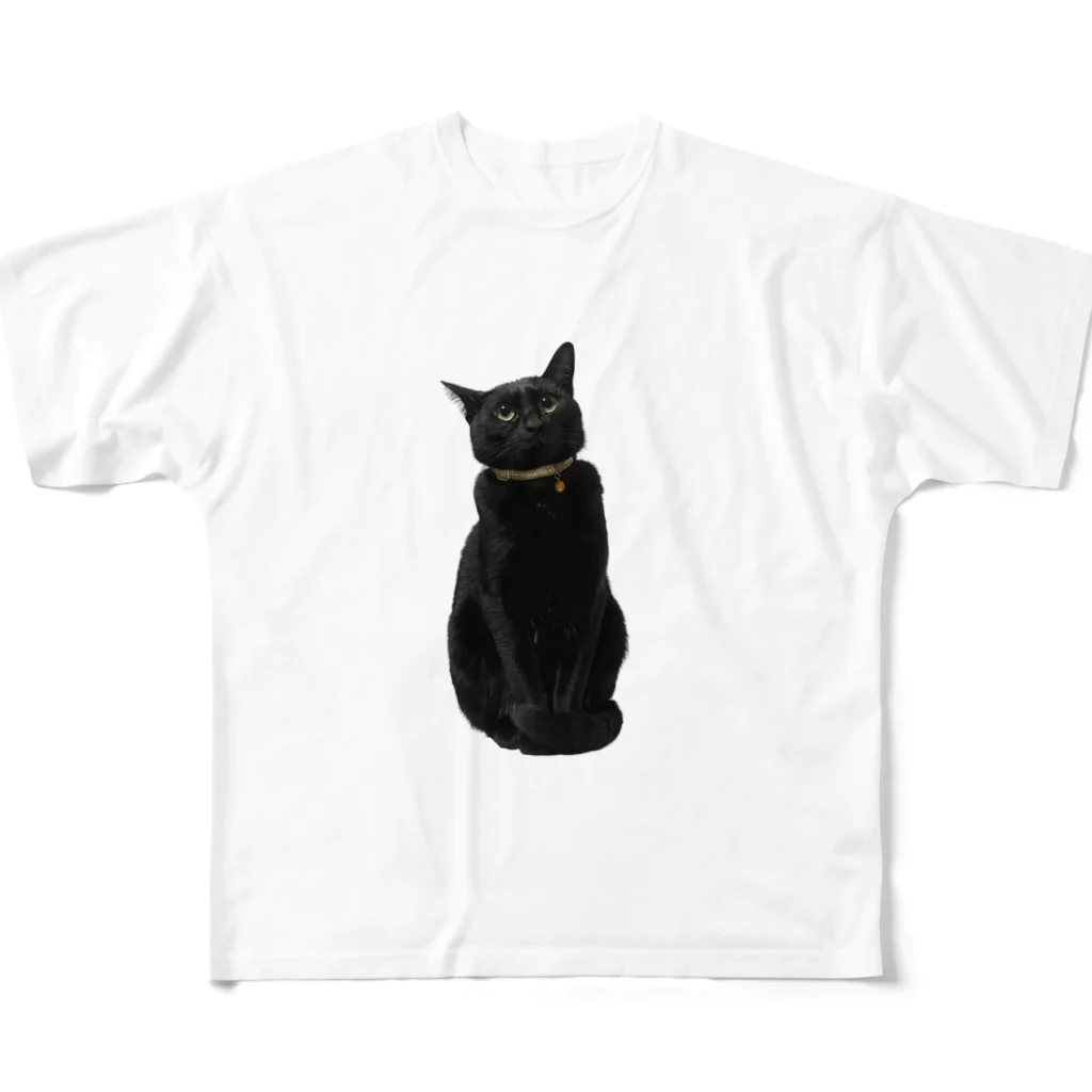 黒猫マメちゃんの魅惑ショップのリアル黒猫マメちゃんグッズ フルグラフィックTシャツ