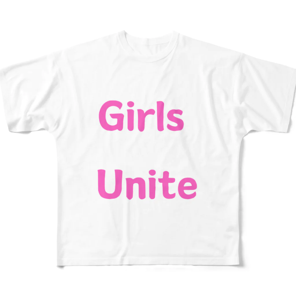 あい・まい・みぃのGirls Unite-女性たちが団結して力を合わせる言葉 フルグラフィックTシャツ