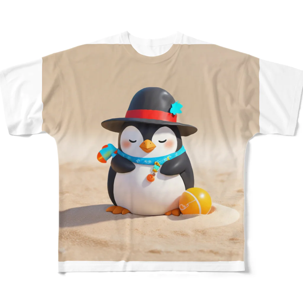 ganeshaのおもちゃの砂を使ったかわいいペンギン All-Over Print T-Shirt