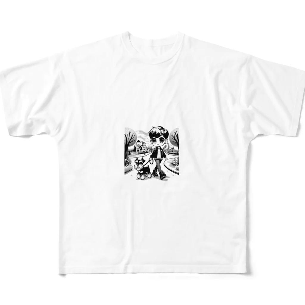 お仕事行きますかねの愛犬とお散歩 All-Over Print T-Shirt