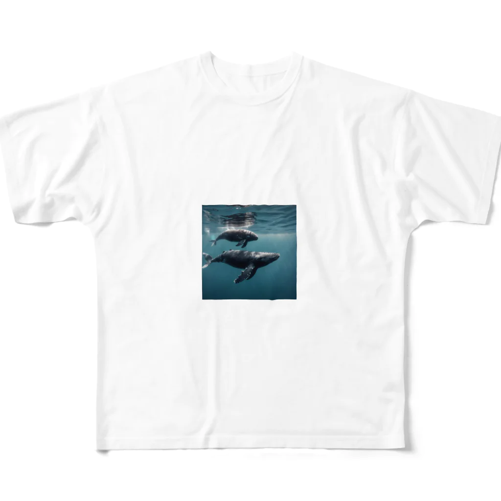 tozaki5573のクジラの親子 フルグラフィックTシャツ