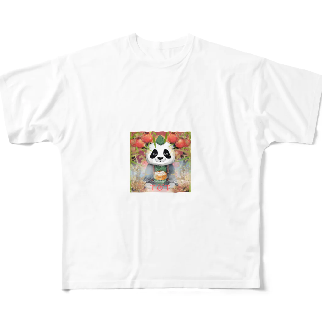 bigbamboofamilyのパンダの一休み　小籠包 All-Over Print T-Shirt