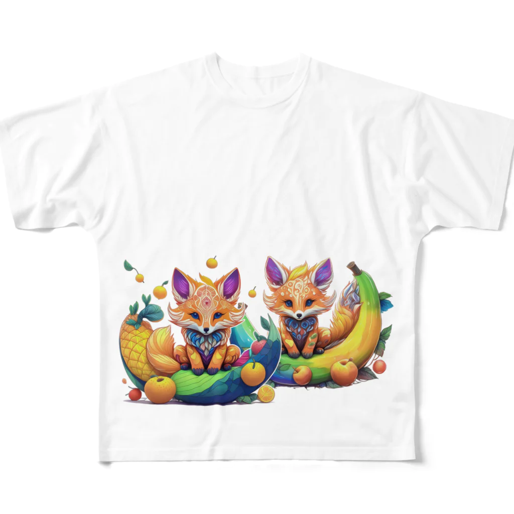 mogworl worksのGrimmit（Fox） フルグラフィックTシャツ