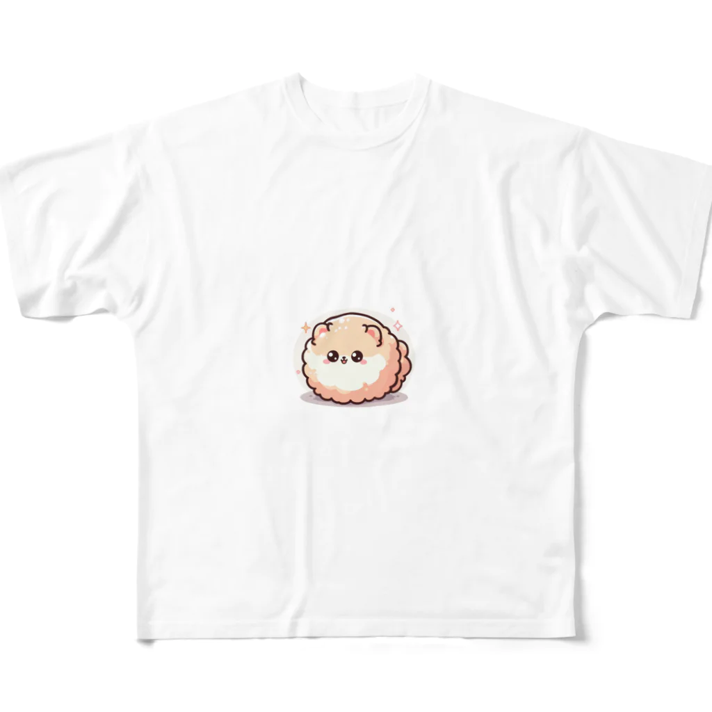 まんまるどうぶつ園のまんまるどうぶつ こいぬ フルグラフィックTシャツ