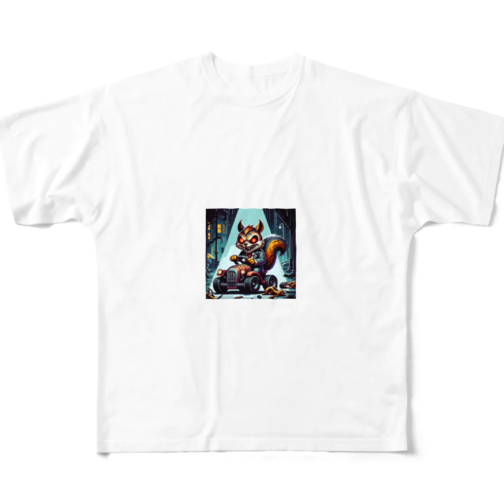funny-itemsの深夜のドライブ、リスゾンビ君 All-Over Print T-Shirt