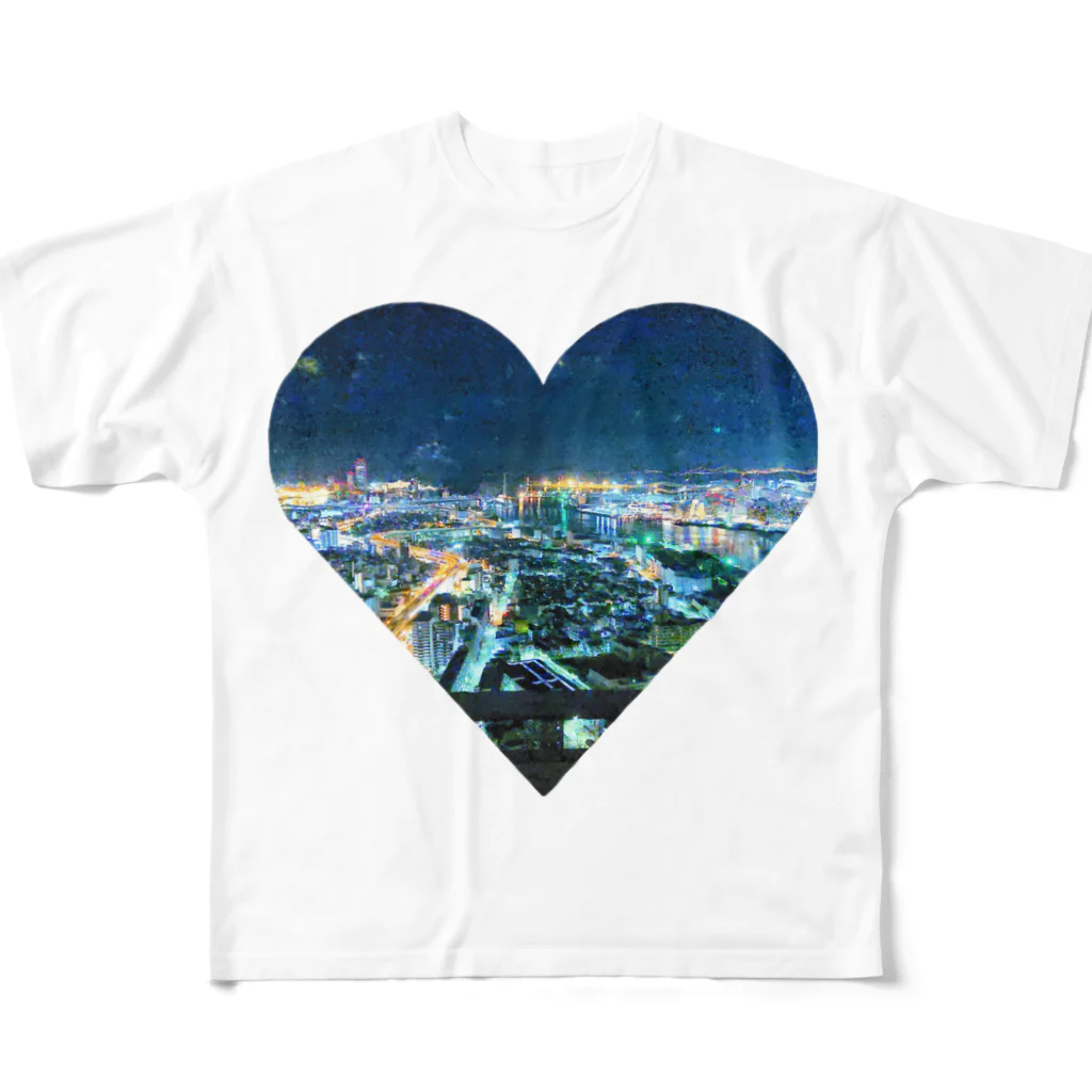 Castagna-カスターニャのnight view フルグラフィックTシャツ