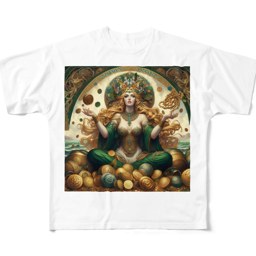 うりこみ屋の豊穣の女神アバンダンティア フルグラフィックTシャツ