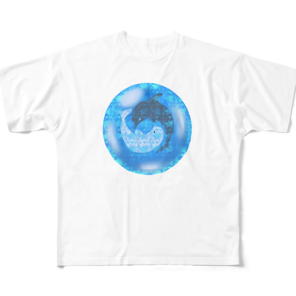 aqua_bioの太陰大極イルカの宝石 All-Over Print T-Shirt