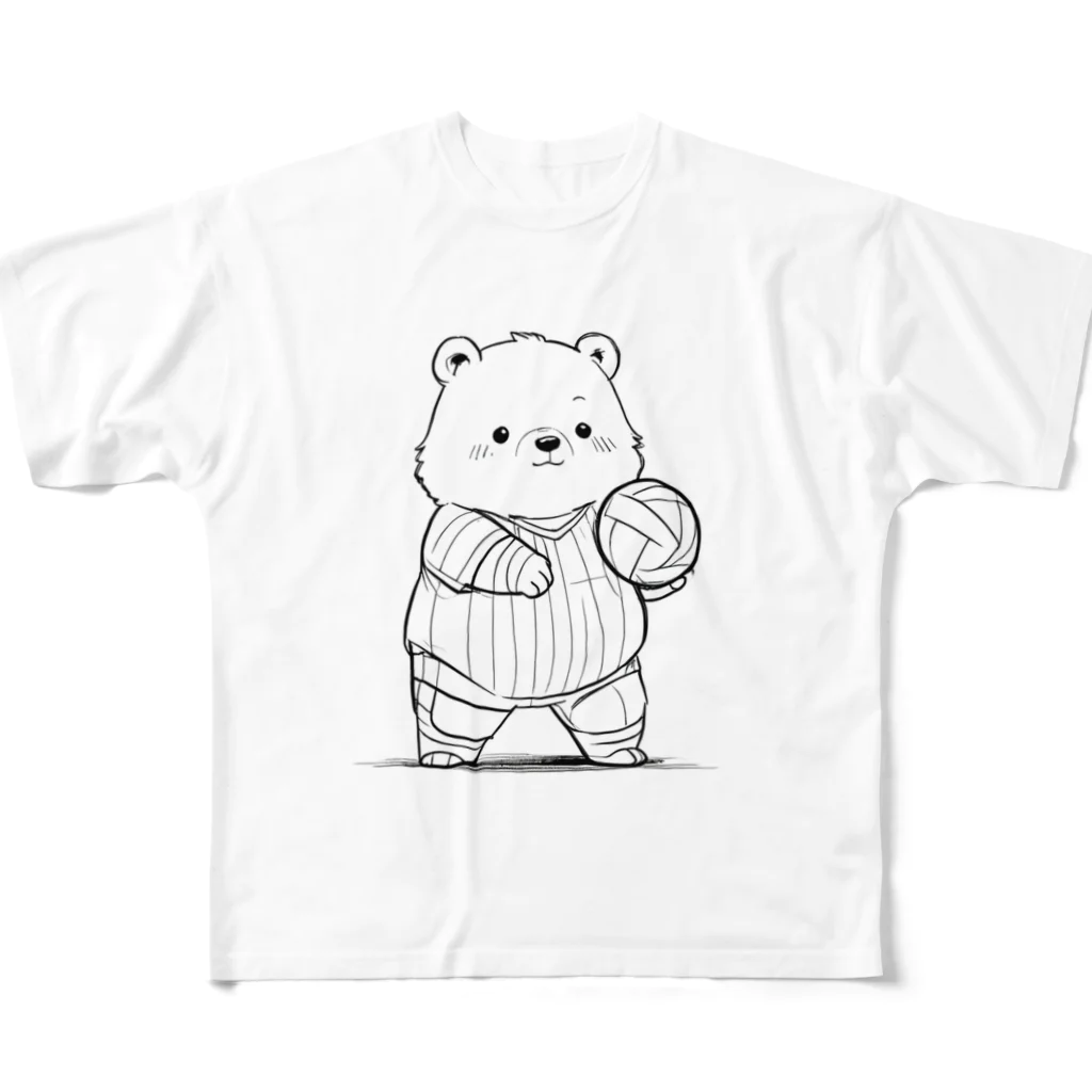 ganeshaのかわいいクマ フルグラフィックTシャツ